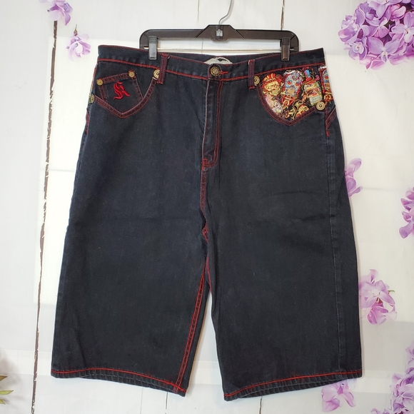 kanji Other - *SOLD* KANJI Paint & Embroidered Skull Jean Shorts